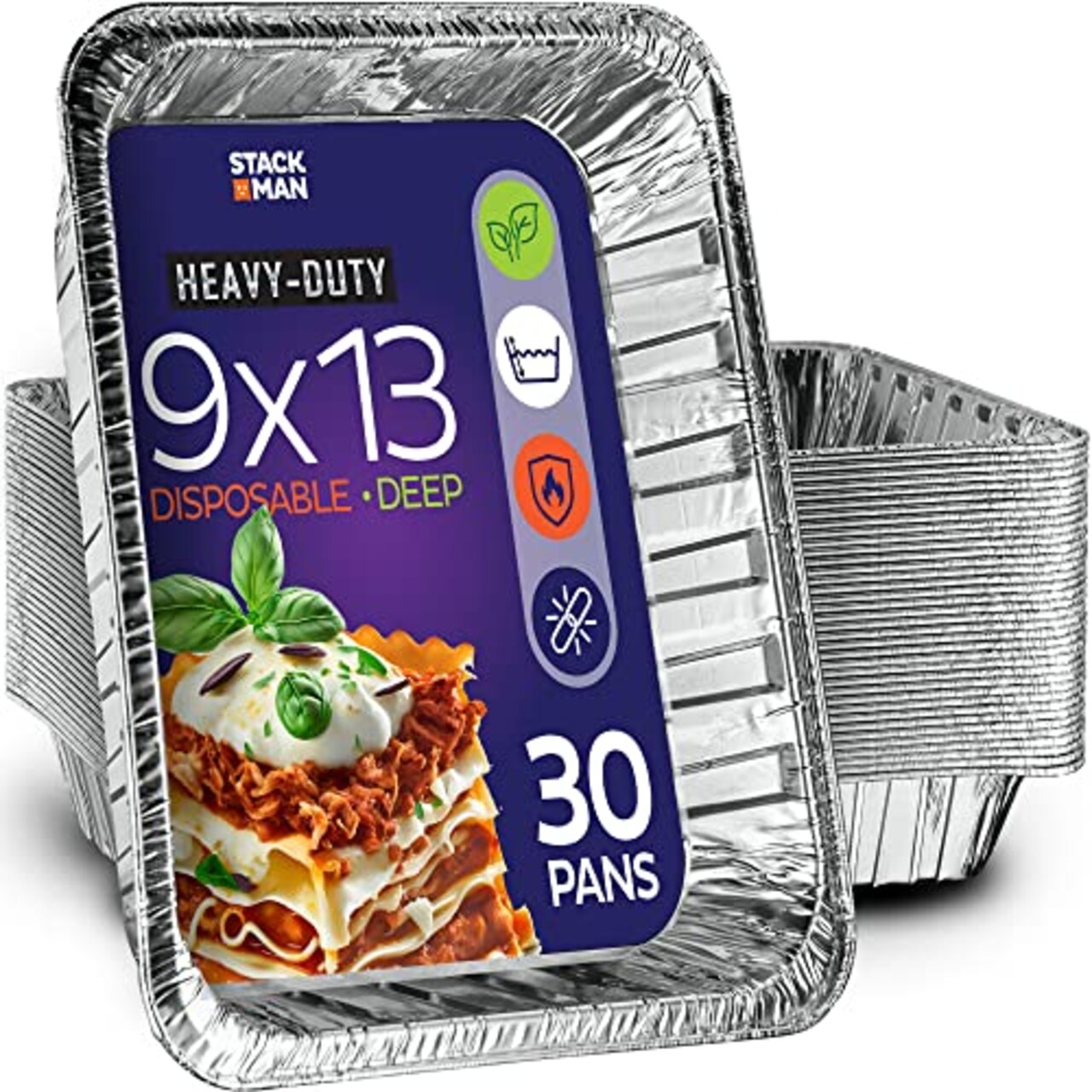 30-pack+Premium+Lasagna+Pans+Heavy+Duty+39+Gauge+Disposable+Aluminum+Foil  for sale online